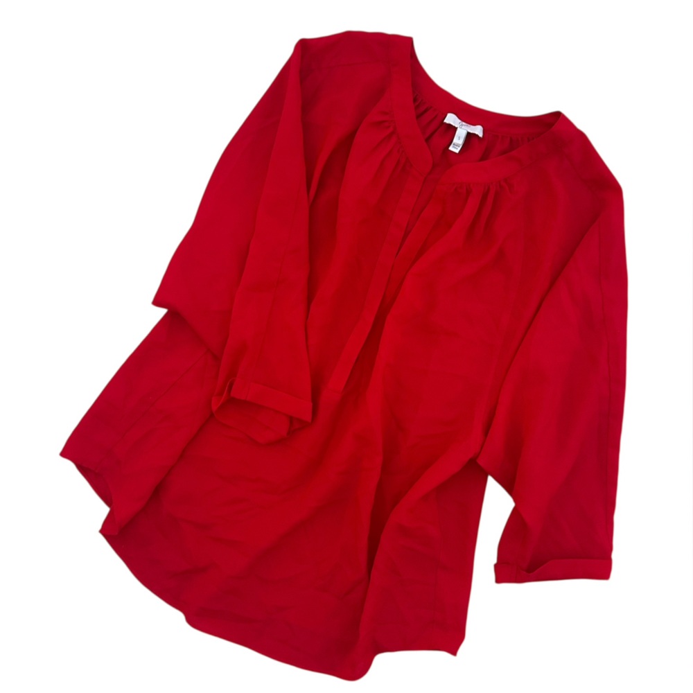 Joie S Anthropologie Flowy Red lightweight blouse 3/4 sleeve top shirt women